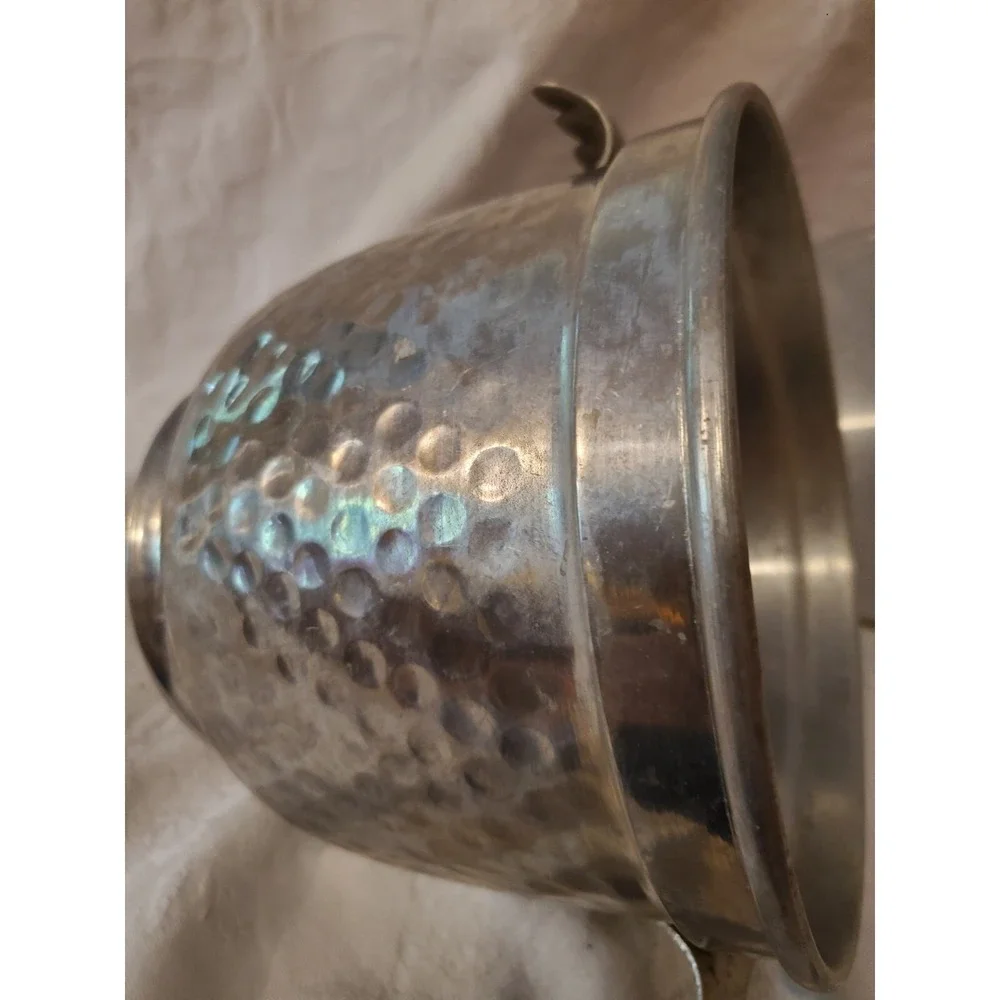 Ice Bucket VINTAGE Nasco Italian stamped on bottom Hammered Aluminum 7.5